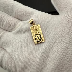 14KT Yellow Gold Single Initial Hawaiian Pendant Scroll Letter J Made in Hawaii